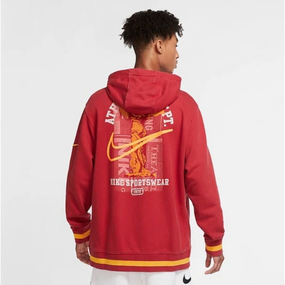 Nike NSW Club Fleece Pullover Hoodie Mens XXL Gym‎ Red Retro Sweatshirt - Picture 4 of 13